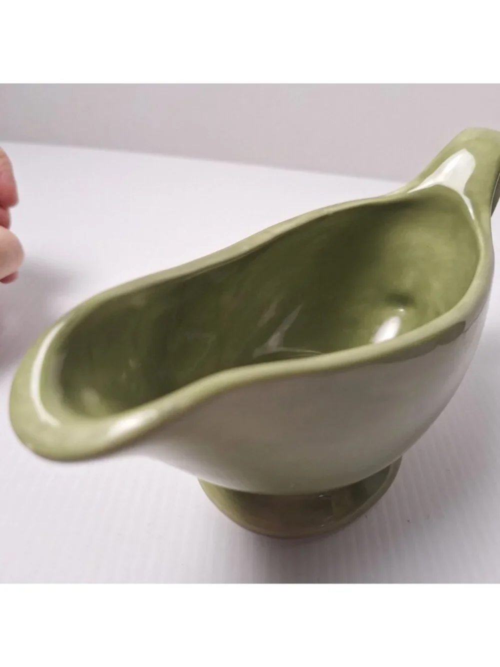 POTTERY BARN GRAVY/SAUCE BOWL SAGE GREEN SAUSALITO DINNERWARE PATTERN 9